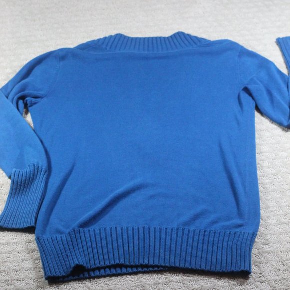 Moda International Size S Teal Deep V Neck Sweater - Picture 3 of 6